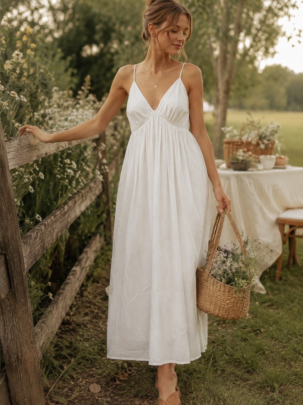 White Spaghetti-Strap Maxi Dress